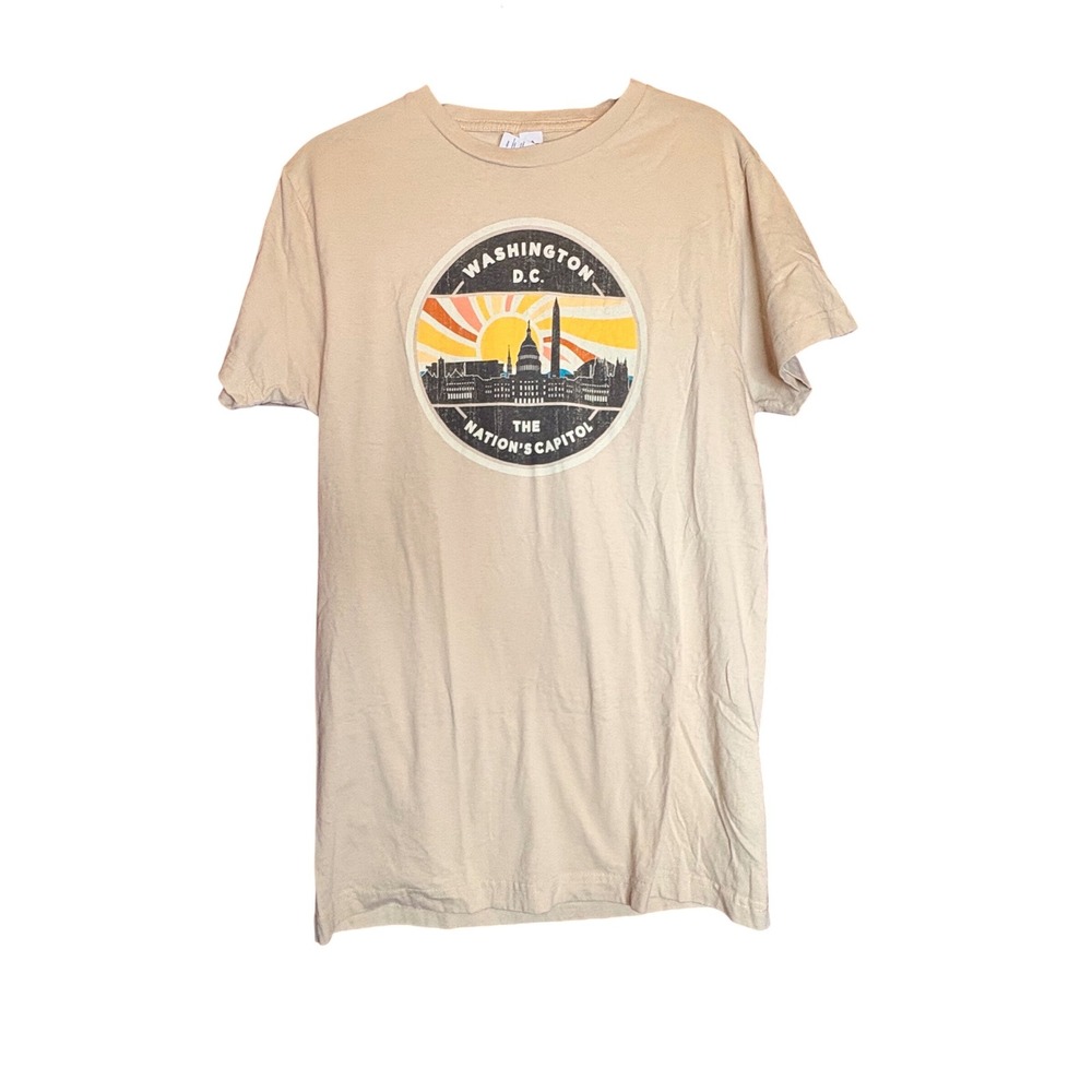 Kids Washington DC The Nations Capital Graphic T Shirt Size‎ S Beige Cotton